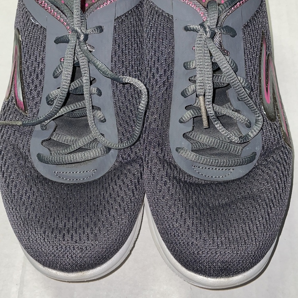 Skechers GoGo Mat Sneakers - Grey & Pink - Size 8 - Picture 7 of 7